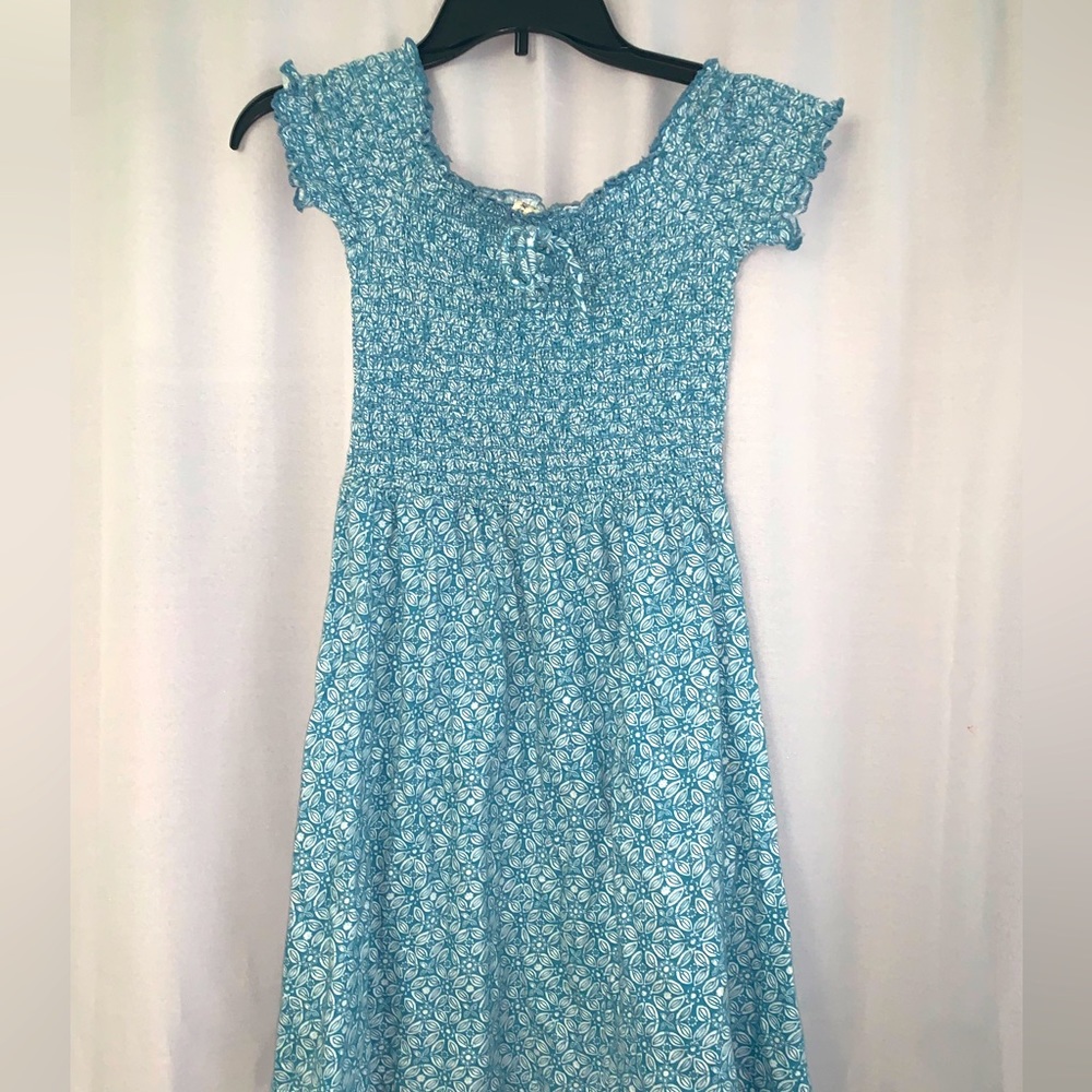 blue quiet storm flowy mini dress